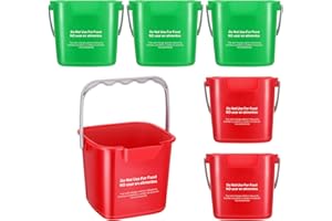 Roshtia 6 Pcs 3 Quart Cleaning Bucket Small Sanitizing Square Bucket Detergent Pail for Home Commercial Restaurant Kitchen Office School (Green, Red)