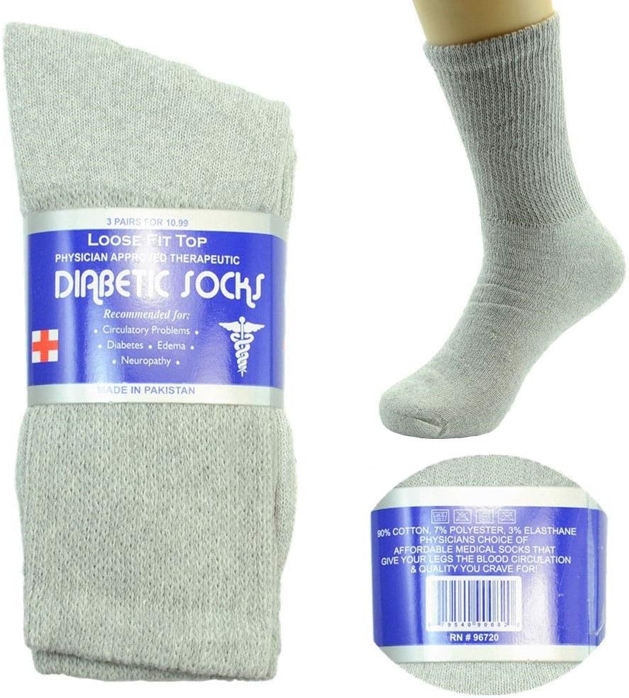 Gelante Unisex Diabetic Crew Socks Physicians Approved 2030D-GRY-12-(10-13): Health & Personal Care