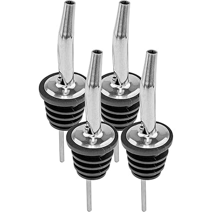 Bombay Steel Works Liquor Wine Oil Pourer | Pack of 4 | for Bar, Restaurants, Kitchen | Stainless Steel Free Flow Bottle Pour Spout (Without Caps)