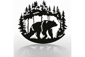 DIMARONGTON Bear Mountain Wall Art Decor - 13x11 Bear Black Metal Wall Decor - Bear Pictures Wall Decor Forest Decor - Bear Themed Gifts - Rustic Bear Decor