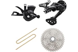 JGbike 10 Speed MTB 4pc groupset Compatible with Shimano Deore M4100: Right Shift Lever,Long cage Rear Derailleur, 11-42T Cassette or Sunrace 11-46T Cassette, KMC X10 Chain