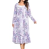 FMIRREO Soft Cotton Knit Nightgowns Purple X-Large
