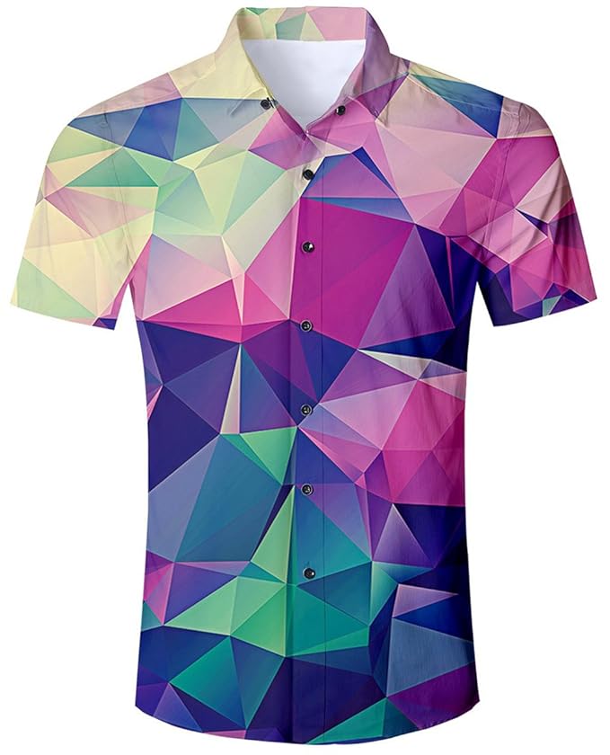 Goodstoworld Freizeithemd - Herren Sommer Freizeit Hemd Kurzarm Slim Fit 3D Reise Hawaiihemd für Männer M-XXL