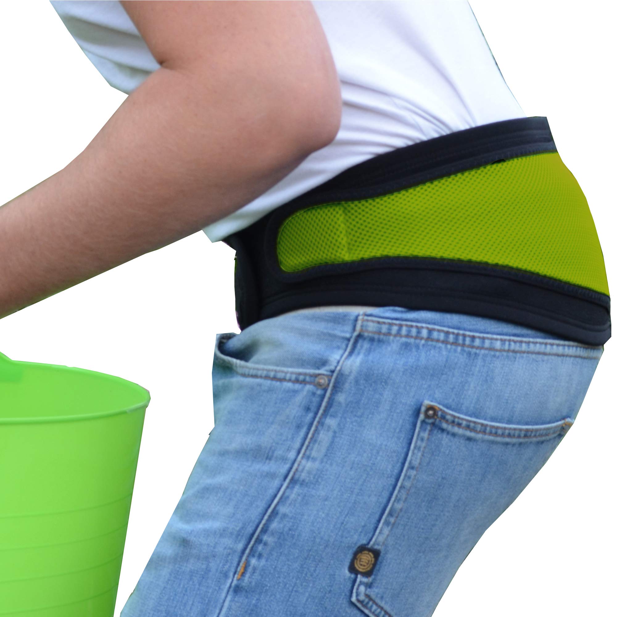4DflexiSPORT Ultra-Comfort Lumbar Support Belt (Lime), No Stays, Perfect for Gardening And Sports Use. Airflow, Cooling, Anti-Sweat Fabric Technology.