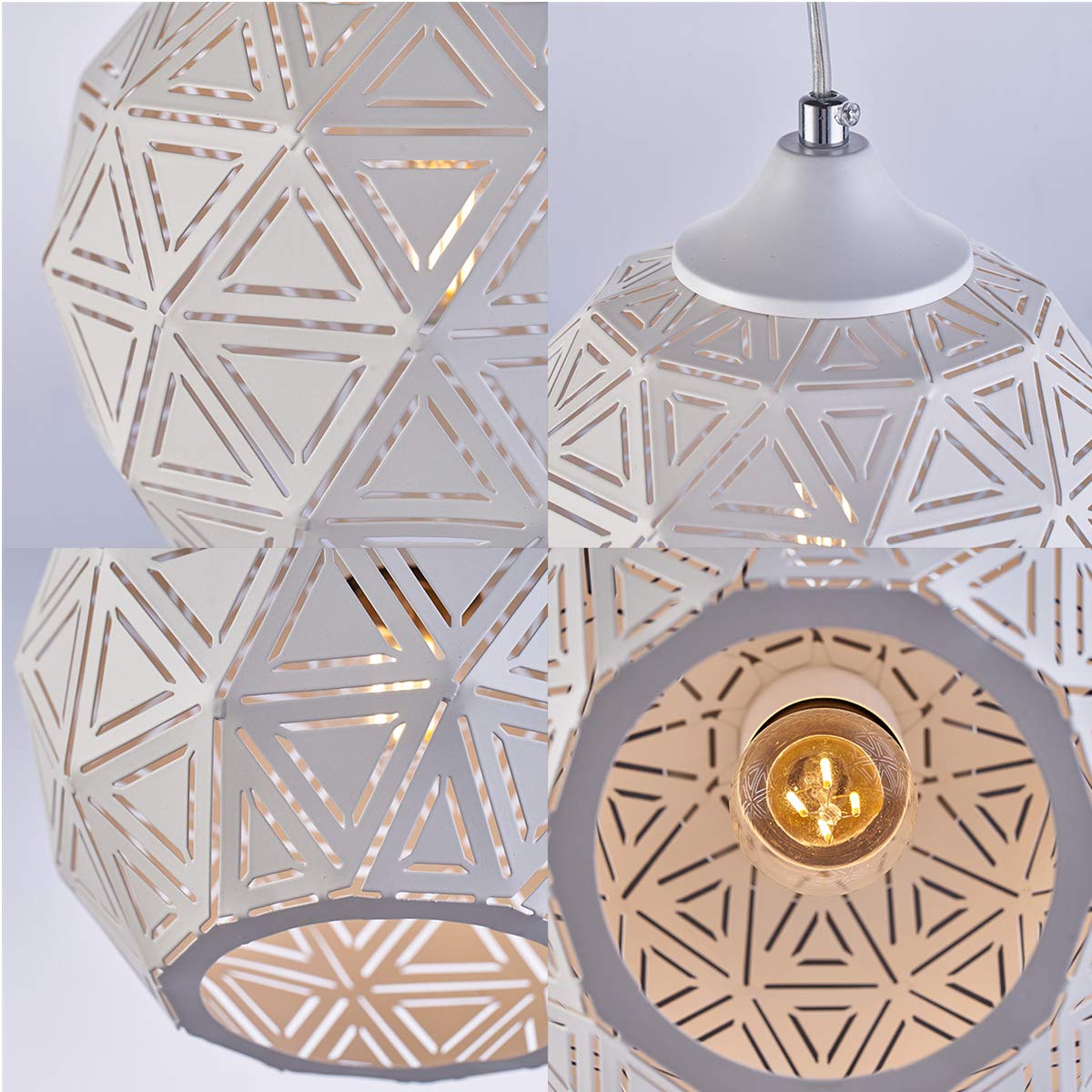 SHENGYADI Industrial Mini Pendant Light with Handcrafted Metal Globe Shape Contemporary 1-Light Rustic Pendant Lighting for Kitchen Island Dining Room Sink Bar Counter Store, White Painted Finish