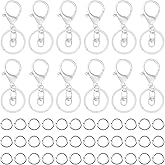 20pcs Lobster Claw Clasps Keychain for Jewelry Making,Metal Lobster Clasp Swivel Trigger Clips with Flat Split Keychain Ring and 100pcs Jump Rings for Purses Keychains Lanyard Handbags(Silver)