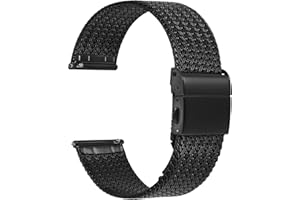 WOCCI Elite Metal Watch Band for Women and Men, Mesh Woven, 316L Stainless Steel, Quick Release, Fold Clasp, Strap Width 14mm 16mm 18mm 20mm 22mm