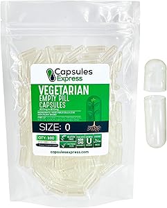 Capsules Express- Size 0 Clear Empty Vegan Capsules 100 Count - Kosher and Halal - Vegetarian/Vegetable Pill Capsule - DIY Powder Filling