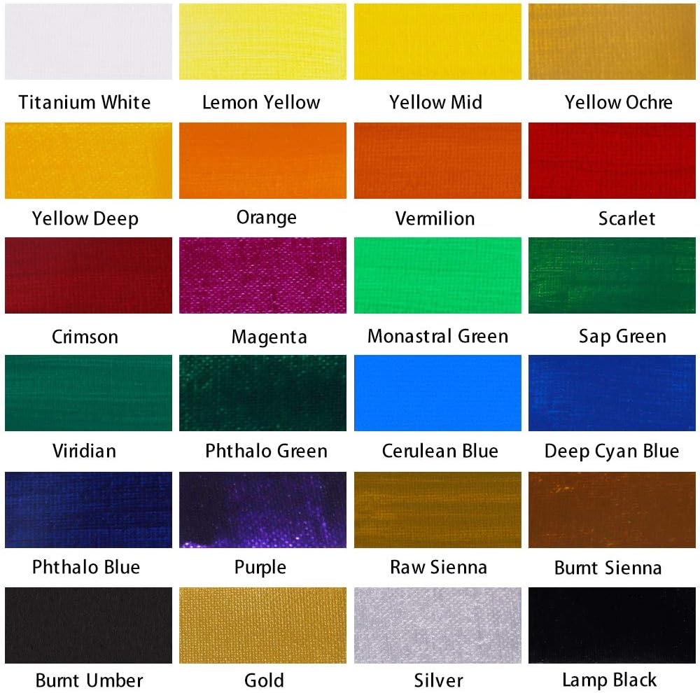Artecho Acrylic Paint Acrylic Paint Set for Art, 24 Colors 2 Ounce/59ml Basic Acrylic Paint Supplies for Wood, Fabric, Crafts, Canvas, Leather&Stone