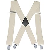 CADONO Men's 2 Inch Heavy Duty Suspenders，Adjustable X-Back with Strong Clips for Work, Jeans, and More