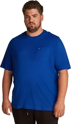 T-Shirt Manches Courtes Homme Essential Solid avec Poche sur la Poitrine, Bleu (Wedge Blue), XXL