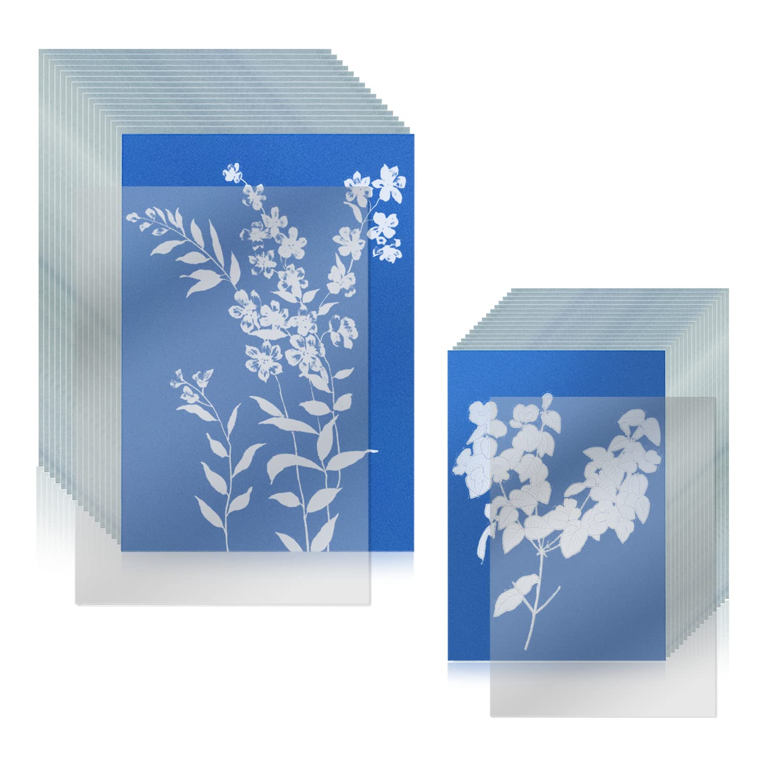 LUTER 32pcs Cyanotype Paper, Nature Art Paper, (A4,A5 16pcs for Each) High Sensitive Sun Print Paper with Acrylic Sheets Solar Printing Kit for DIY Crafts