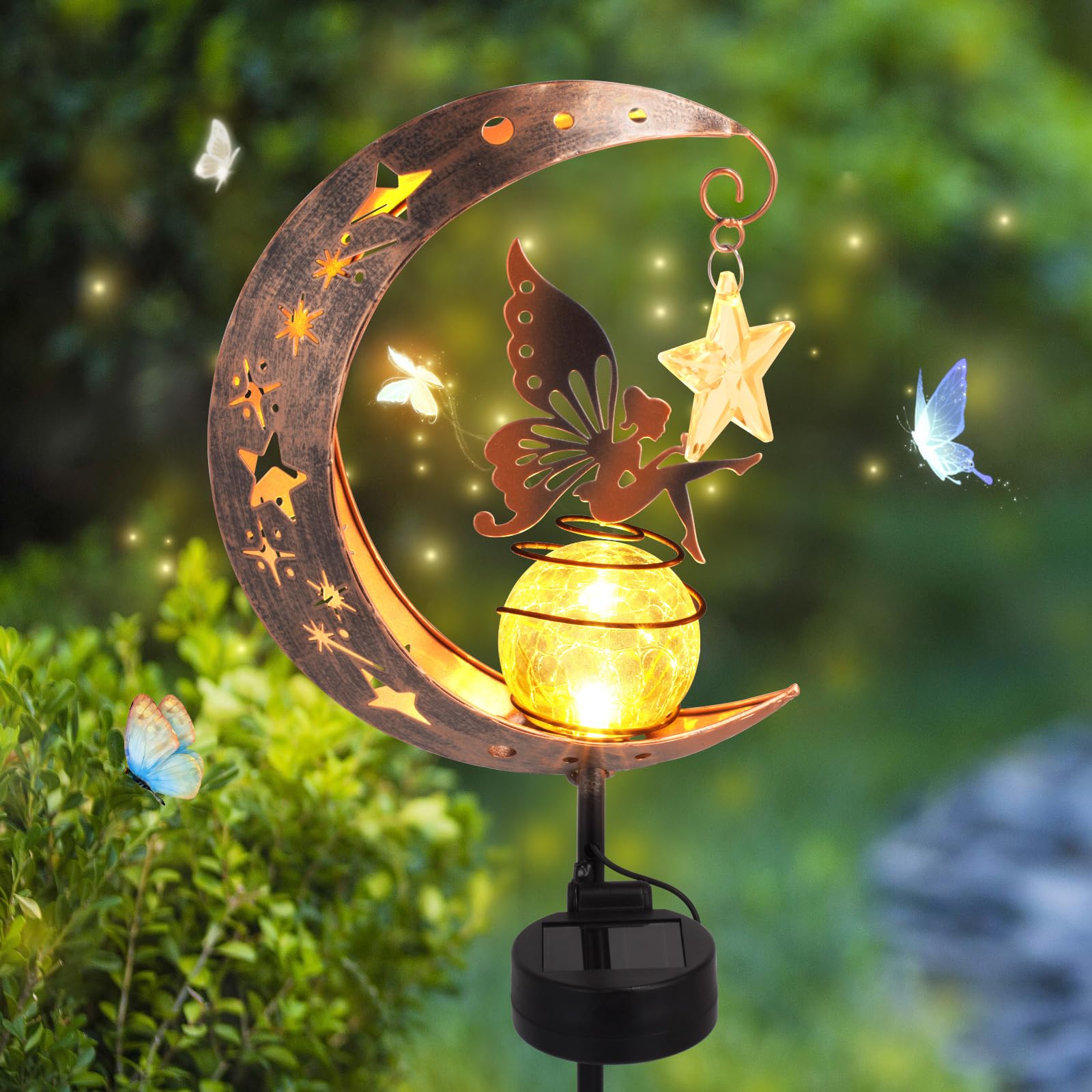 Solar Lights Outdoor for Garden Gifts, SolarGarden Ornaments Fairy lights GardenOrnaments, Memorial Solar Lights Garden Stake Light Solar Powered LED Lights Decor for Patio,Balcony (03)
