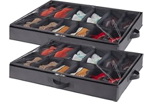 Lifewit Under Bed Shoe Storage Organizer Set of 2, Foldable Fabric Shoes Container Box with Clear Cover See Through Window St