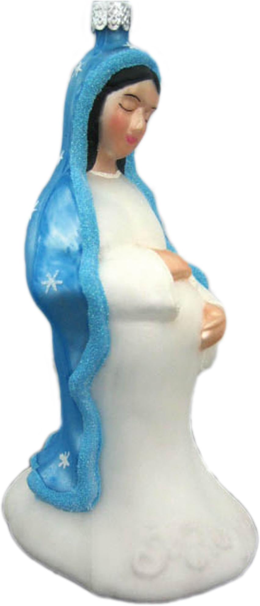 CasaQ by Darlene 'Milagros' Pregnant Virgin Mary 5.5" Hand-Painted Fine Glass Christmas Ornament