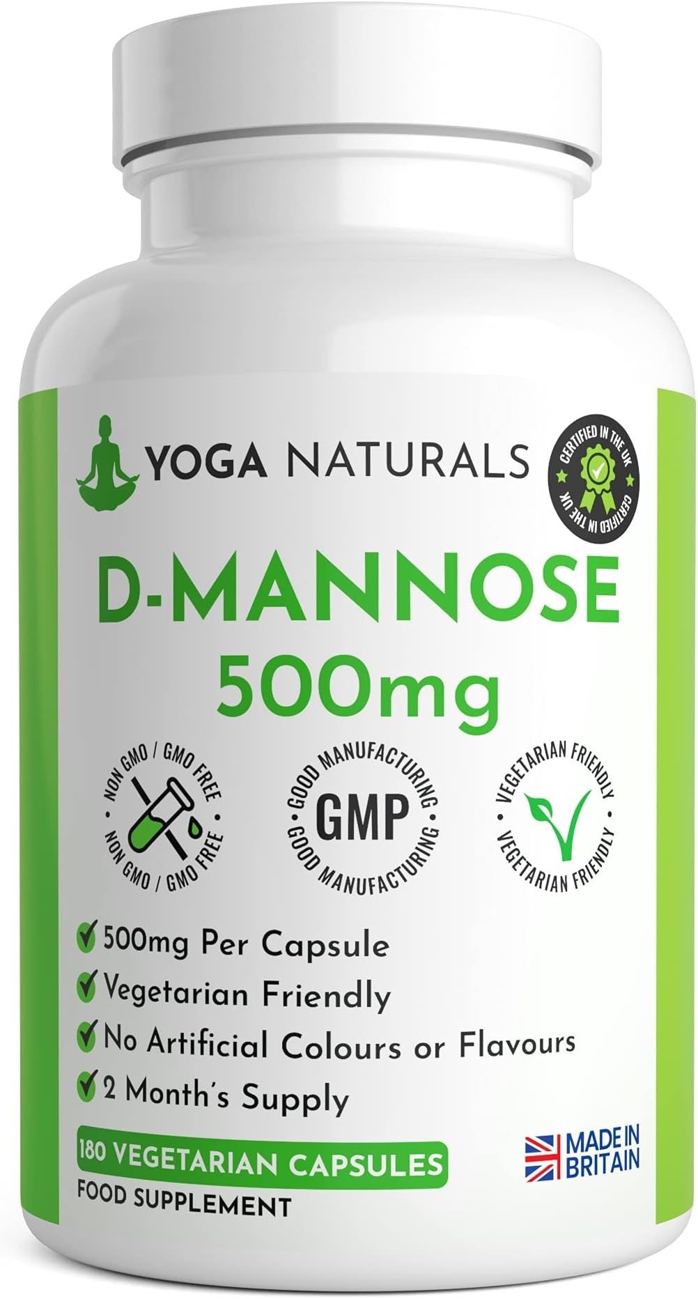 180 x D-Mannose 1000mg or 1500mg Serving| 180 Clinical Strength Capsules 500mg pure D mannose per tablet | | Non-GMO Capsules, Gluten Free & Vegetarian