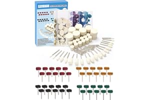 ELECHIAKAN 140 PCS Polishing Kit for Dremel, Abrasive Buffing Wheels Polishing Bits for Rotary Tool Accessories with 1/8 Inch Shank, Sanding Kit for Metal, Resin, Wood Watch, Jewelry, Aluminum and Brass with Box