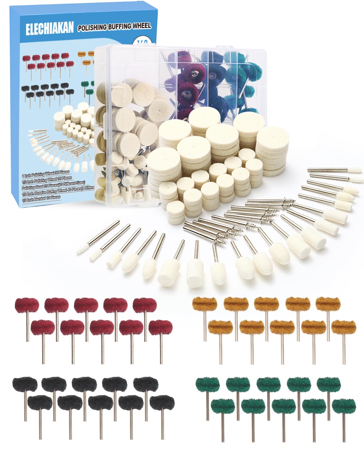 Photo 1 of 140 PCS Polishing Kit for Dremel, Abrasive Buffing Wheels Polishing Bits for Rotary Tool Accessories with 1/8 Inch Shank, Sanding Kit for Metal, Resin, Wood Watch, Jewelry, Aluminum and Brass with Box