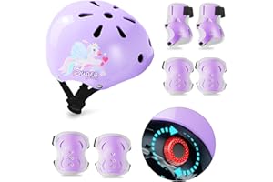 Kids Bike Helmet, Toddler Bike Helmet and Knee Elbow Wrist Pads for Ages 2-10 Girls Boys Adjustable Protective Gear Helmets f