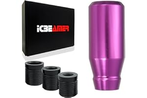 ICBEAMER Purple Aluminum Shift Knob, Fit Automatic and 4, 5 and 6 Speed Manual Transmission Vehicles, Interior Car Gear Lever Stick Shift Handle Automotive Replacement Parts, 1 Piece