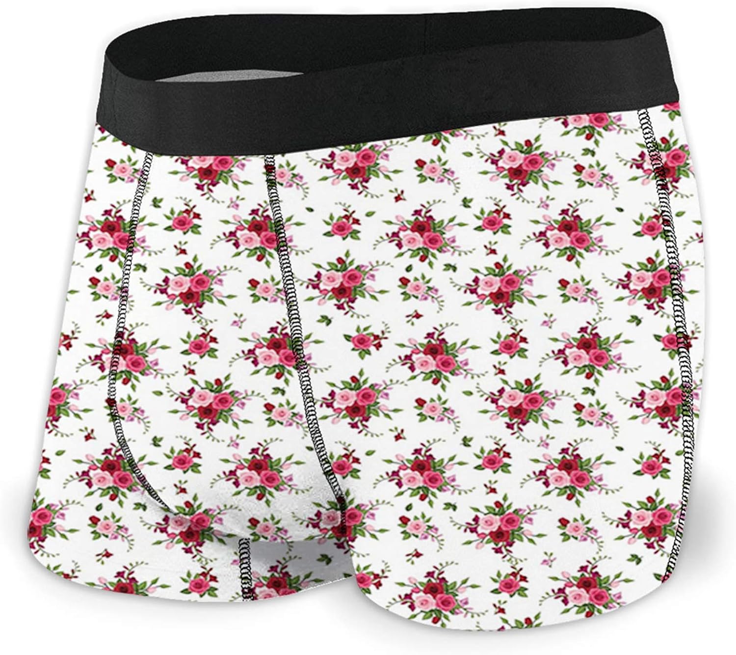 Mens Boxer Briefs Underwear, Bridal Bouquets Pattern with Roses and