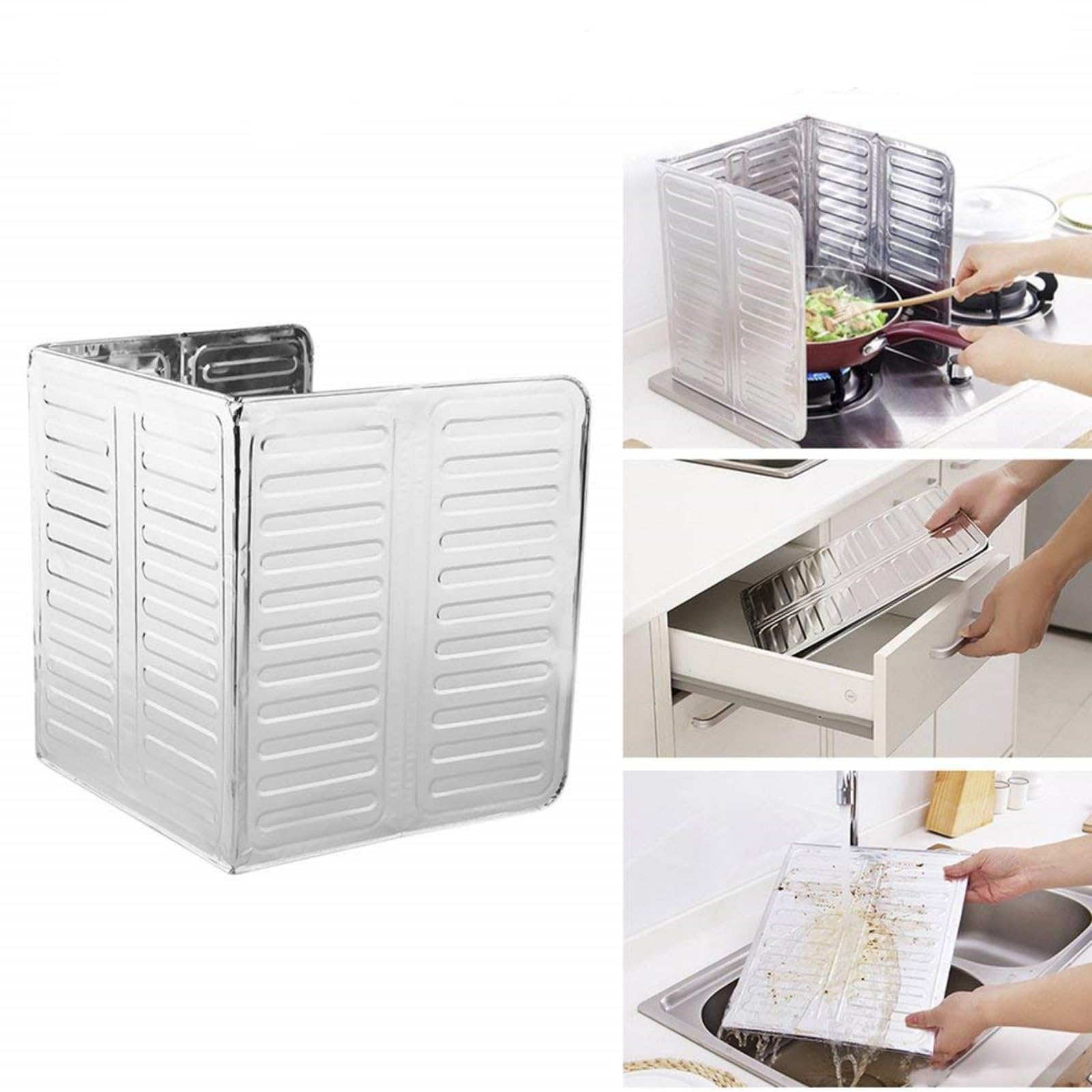 Fictory Anti Splatter Shield Guard, Cooking Frying Pan Oil Splash Screen Kitchen Cover Gas Stove Anti Splatter Shield Guard Protects Skin from Burns Keeps Kitchen Clean Printing Vegetables