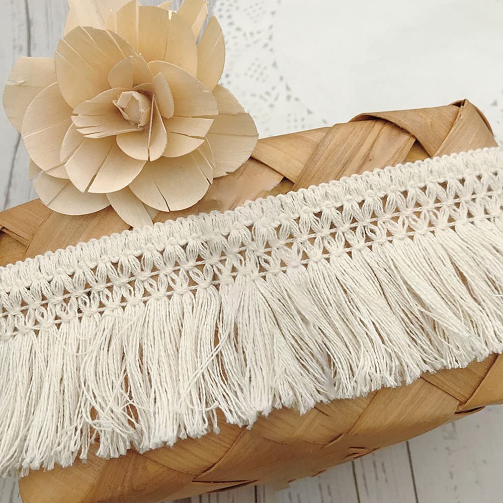 5 Yards 6cm Wide Beige Cotton Tassel Lace Ribbon Fringe Trim Lace Trim for Sewing Fringe Trim Tassel Trimming Sewing Accessories for DIY Costumes Clothing Curtain Clothing Table Wedding Decoration