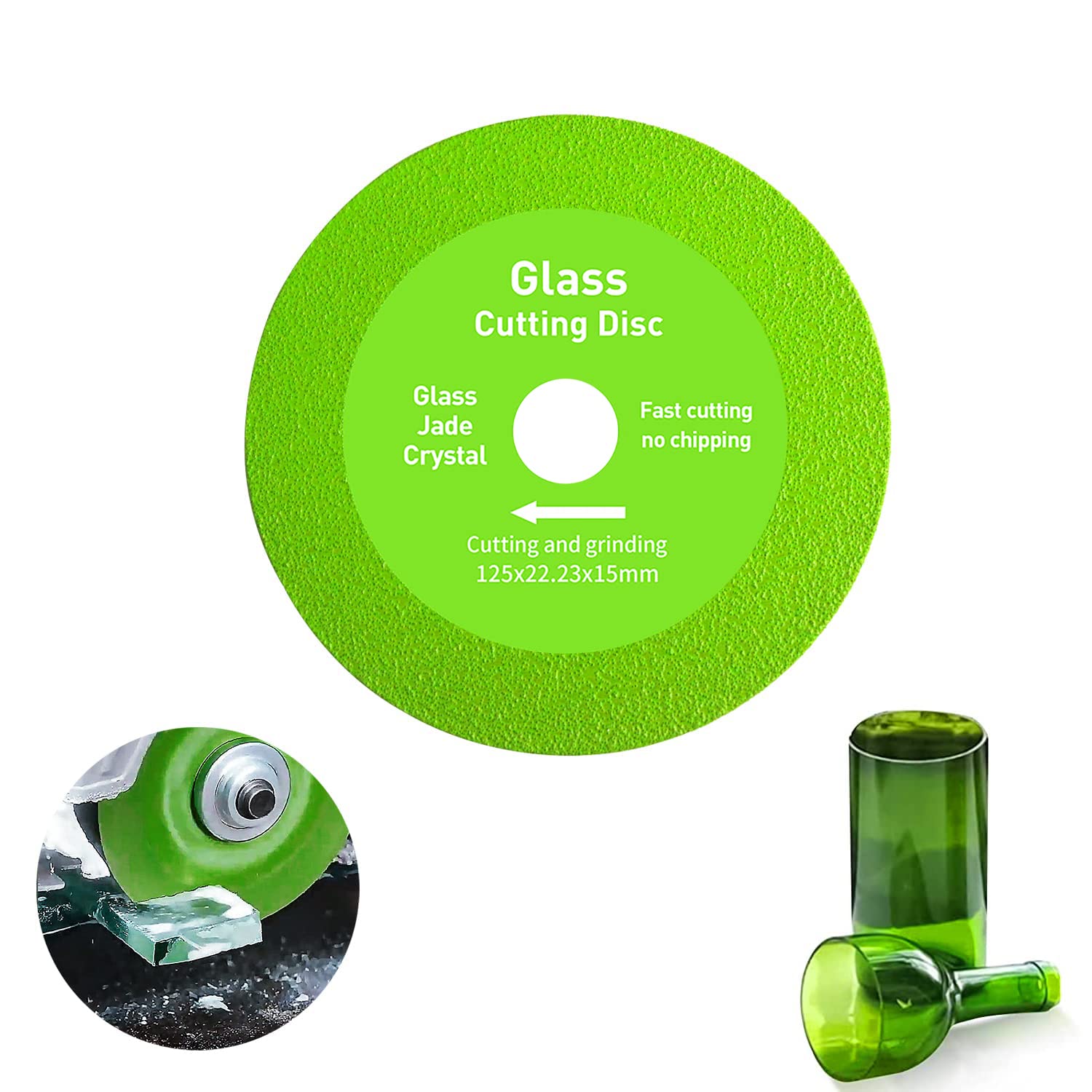 OneNine Glass Cutting Disc, 125 x 22.23 mm, Professional Diamond Disc, Quick Precise Cutting Saw Blades for Tiles, Glass, Granite and Porcelain for Angle Grinder