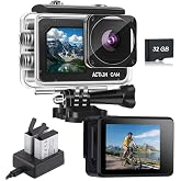 Nvgfelis Dual Screen Action Camera, 1080P 16MP Waterproof Camera, Black