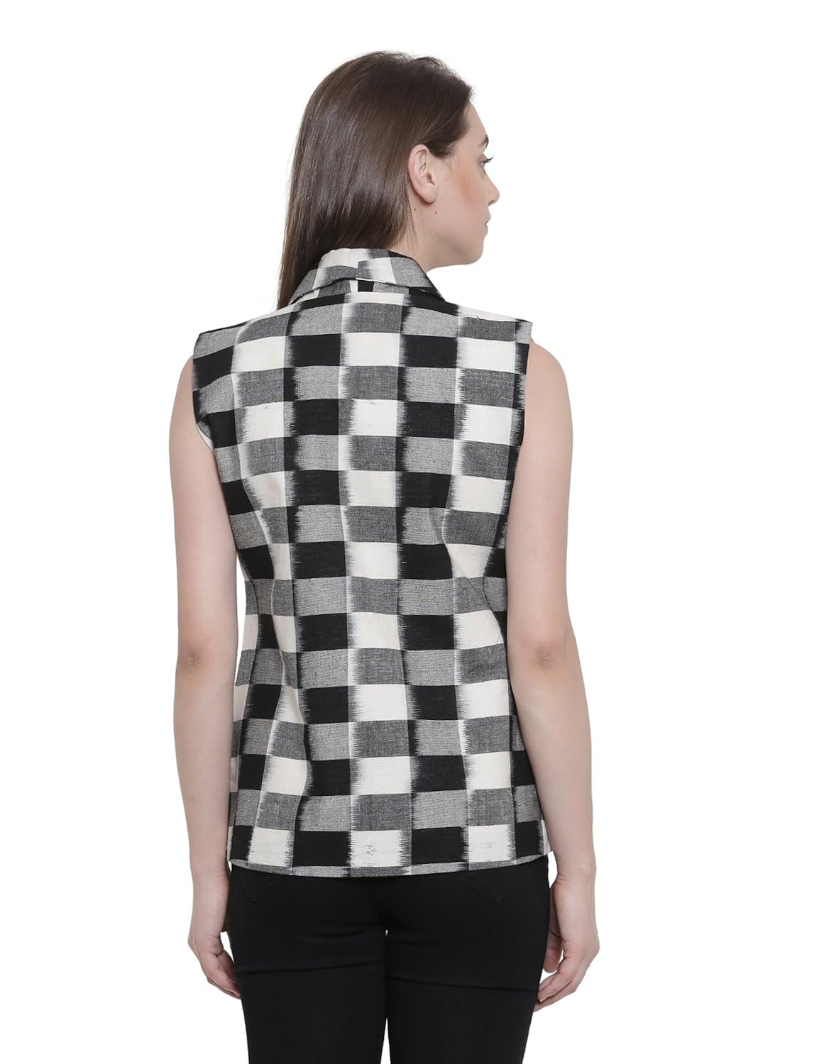 soochirang women's ikat sleeveless pure cotton waist coat