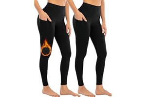 YEZII Fleece Lined Leggings with Pockets for Women,High Waisted Winter Yoga Pants