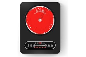 GIHETKUT Single Burner Electric Cooktop,110V 1800W Electric Stove Top with LED Touch Control,10 Power Levels, Timer, Safety L