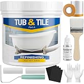 IRONABLE Tub and Tile Paint Refinishing Kit, 17oz Bathtub Refinishing Kit with Tools, DIY Tub Paint White for Bathtub, Shower, Kitchen Countertop, Porcelain, Easy to Cover &amp; Low Odor