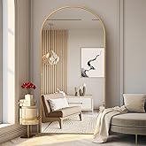 ZHUNFA Arched Full Length Mirror, 71x32 Oversized Floor Mirror with Stand, Gold Mirror Full Length, Aluminum Full Body Dressing Mirrors with Arched-Top, Leaning for Living Room, Bedroom