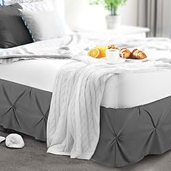Nestl Grey Bed Skirt Full Size, Pinch Pleat Full
