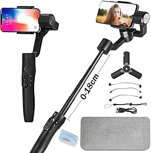 FeiyuTech Vimble 2S 3-Axis Smartphone Gimbal Stabilizer(Vimble 2 Updated) Compatible with iPhone 11 X 8 7/Samsung Note 8 Note7 with18 cm Extendable Handheld, Object Tracking,Time-Lapse (Black)