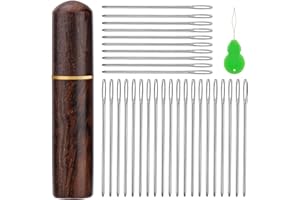 SHWAKK 30PCS Large-Eye Blunt Needles, Large Eye Hand Sewing Needles, Crafting Knitting Weaving Stringing Needles with Threaders for Crochet Project with Sewing Needle Bottle