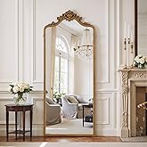 Large Vintage Full Length Mirror, 69"x28" Arch Floor Mirror with Carved, Full Body Mirrors for HomeDecor, Standing/Halling La