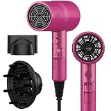 AINA Hair Dryer with Diffuser, Blow Dryer for Women | Advanced Ionic Technology, Ceramic Coating | Cold Shot Features Turbo Heat for Fast Drying and Shine 110V/ALCI (Neon Pink)