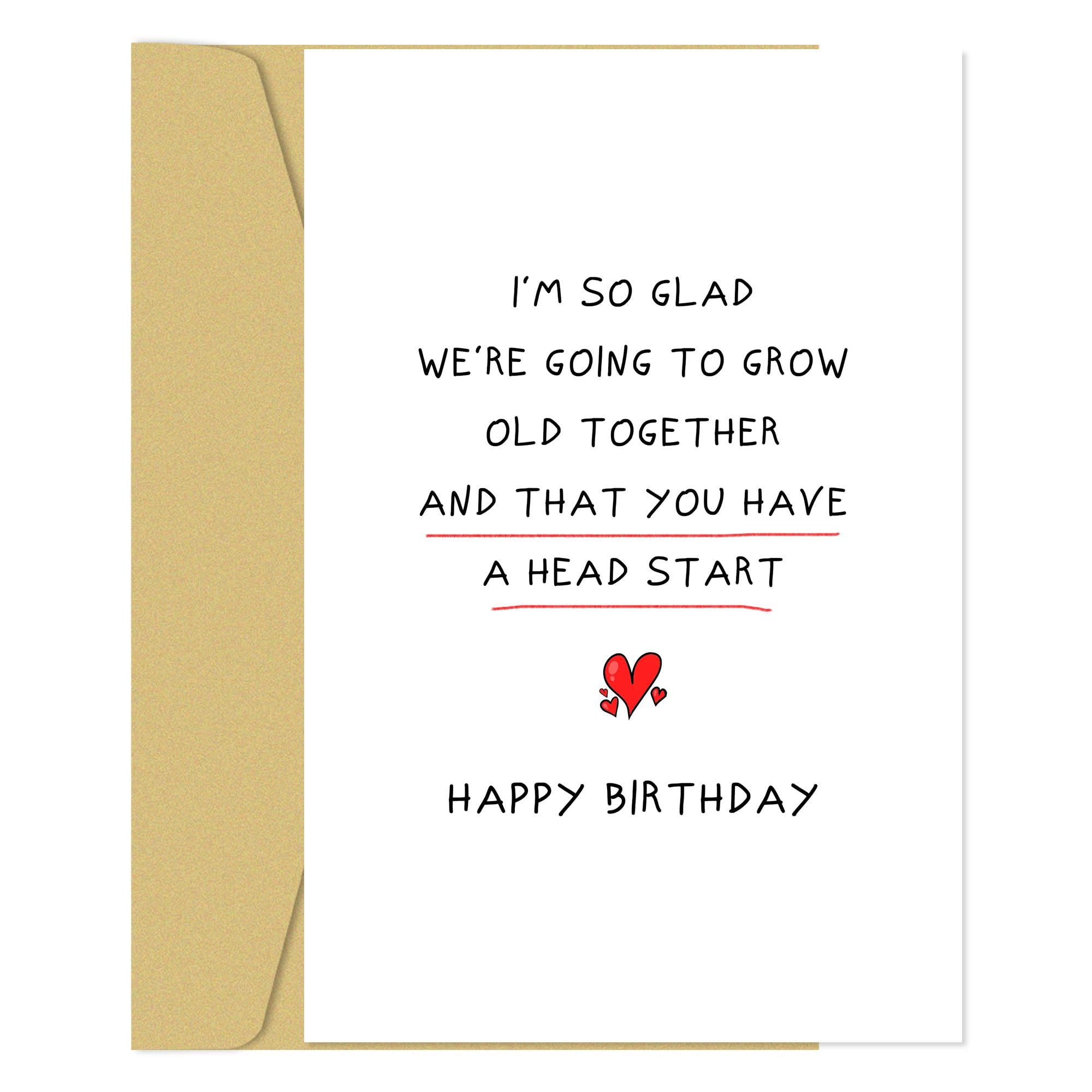 Photo 1 of Zoytonky Funny Birthday Card for Husband Wife, Romantic Birthday Card for Boyfriend Girlfriend, Happy Birthday Cards for Him Her, ’We're Going to Grow Old Together and That You Have a Head Start’