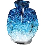 3d color block fire printed long sleeve hoodie