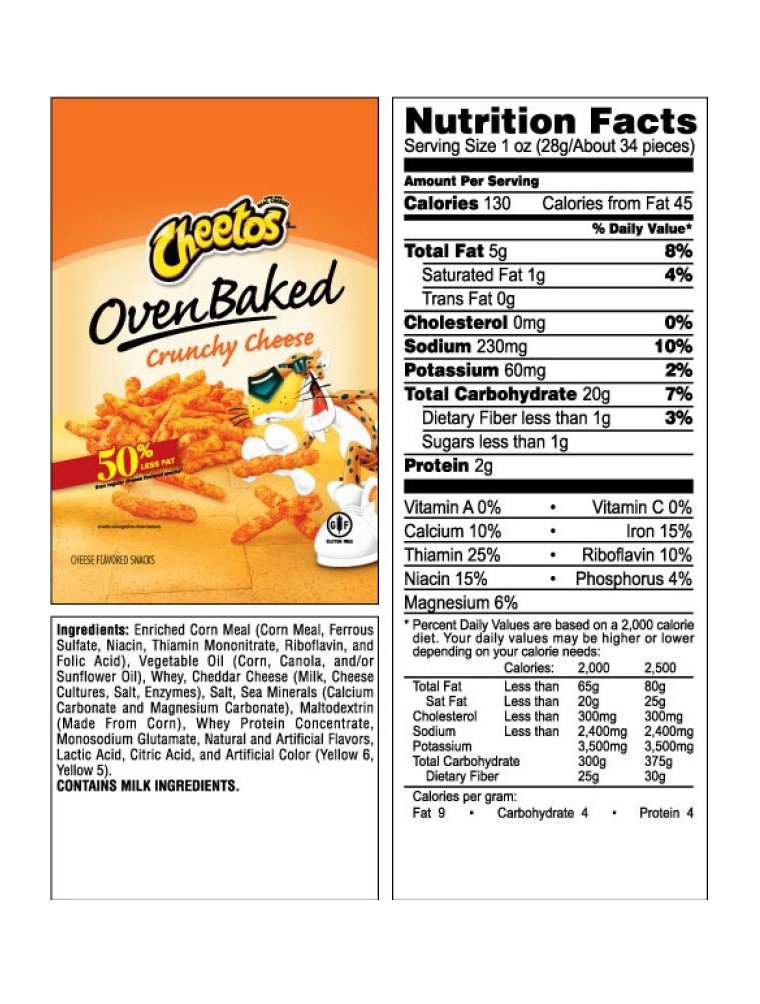 Baked Cheetos Cheese Snacks, Crunchy, 1.5-Ounce Large Single ...