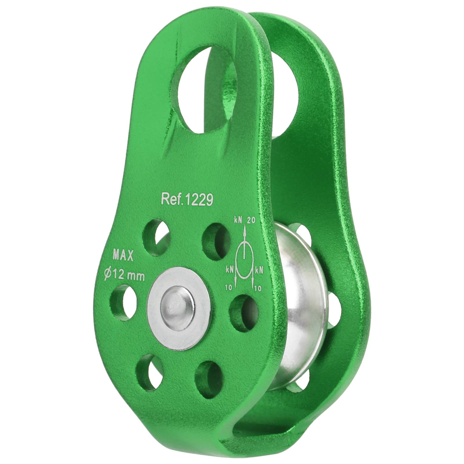 HERCHR Fixed Single Pulley, 20KN Outdoor Small Climbing Pulley Aluminum Micro Fixed Side Pulleys Climbing Pulley Hanging Accessory for Climbing, Aloft Work, Rescue(green)