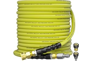 TechSweepPro Pressure Washer Hose 50FT 3/8" for Cold and Hot Water 212°F, with Swivel Quick Connect, 4500PSI Kink Resistant Grade Steel Wire Braided, Power Washer Hose With 2pcs M22-14mm Adapter