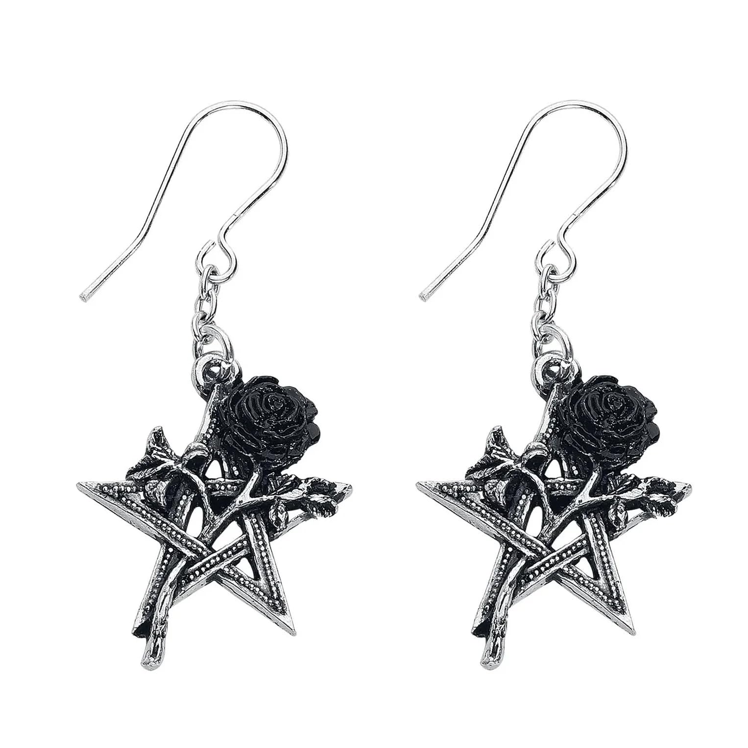 Alchemy England Ruah Vered Earrings Gothic Pentagram Rose Alternative Jewellery