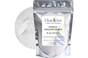 ClearLee Cosmetic Grade Pumice - 100% Pure Natural Grain/Powder - Great For Skin Exfoliation in DIY Soaps, Masks, Scrubs for Face, Body, Foot (8oz, Medium Grain)