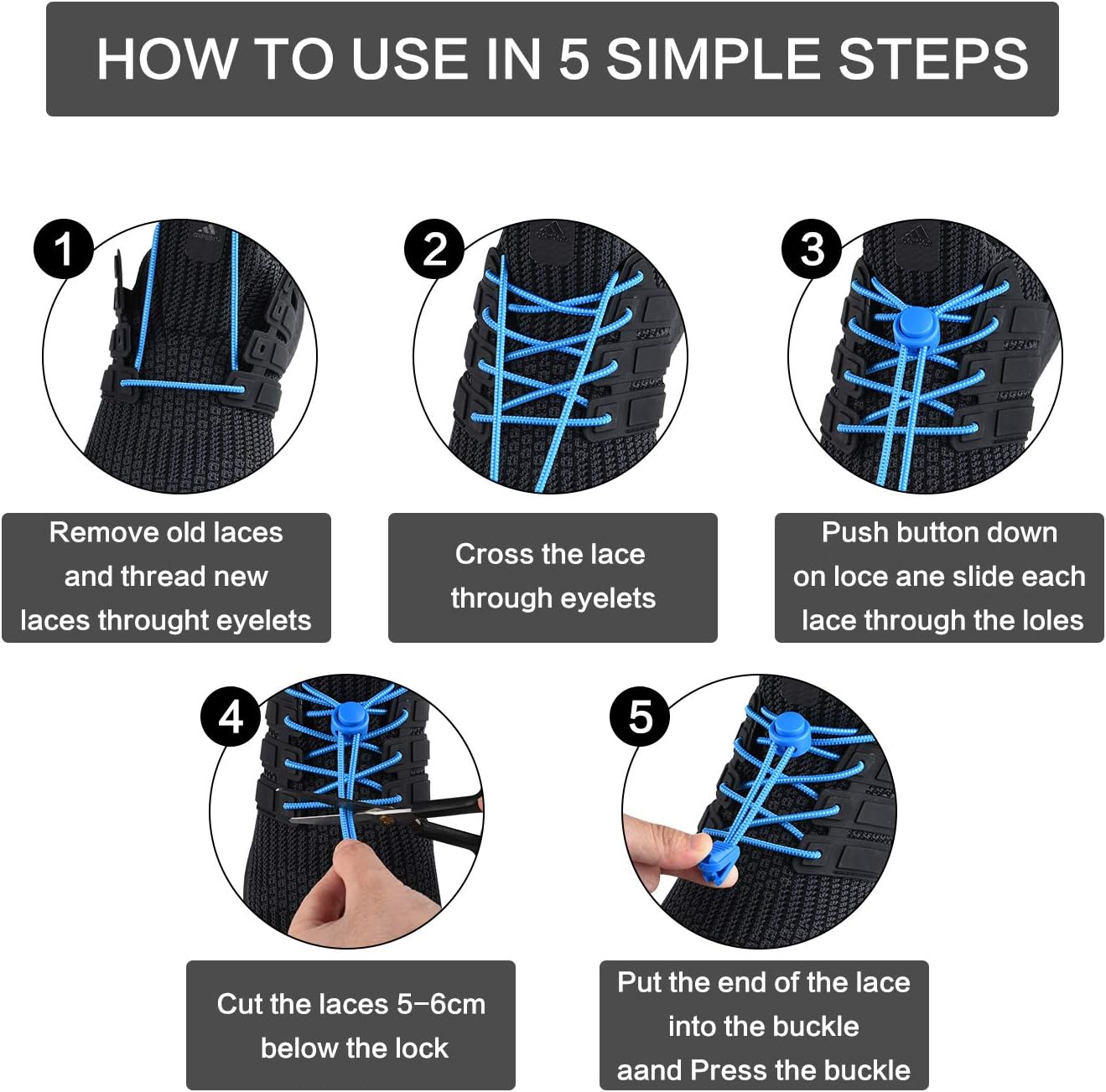 No Tie Shoe Laces for Kids Adults, Elastic laces with Lock Device for Sneakers: Clothing