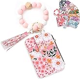 Angyape Boho Beaded Wallet Keychain Wristlet Wallet for Women Card Holder Tassel Silicone Keychain Bracelet Small Purse Gifts