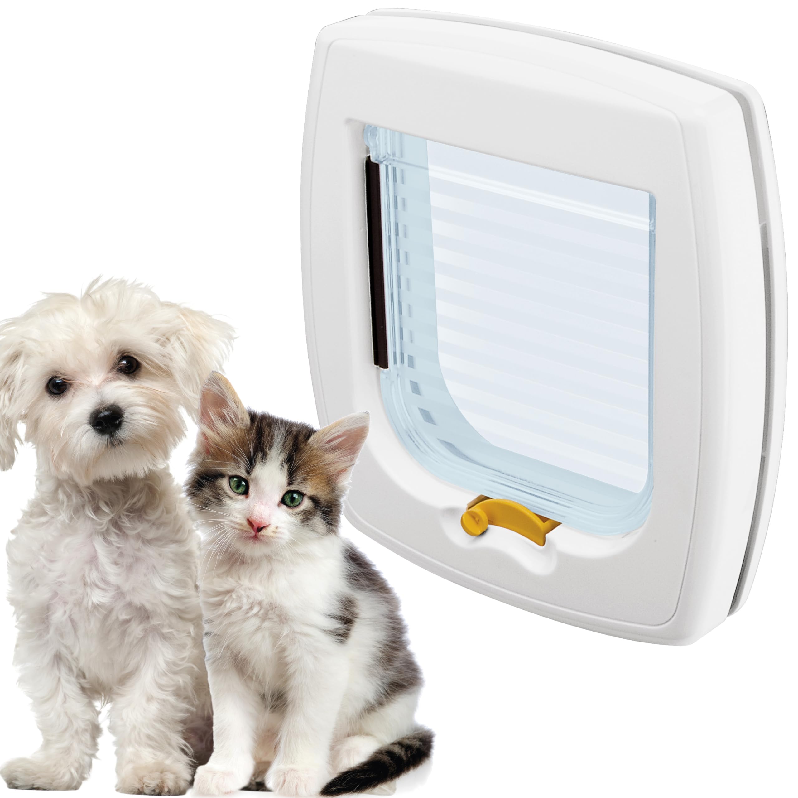 Ferplast Swing 1 Universal Cat Flap for Dogs and Cats - 2 Selectable Closing Modes - Magnetic Anti-Oscillation - Transparent Door - White