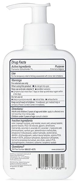 CERAVE MOISTURIZING LOTION FOR ITCH RELIEF | 8 OUNCE | DRY SKIN ITCH RELIEF LOTION WITH PRAMOXINE HYDROCHLORIDE | FRAGRANCE FREE (PACK OF 4)